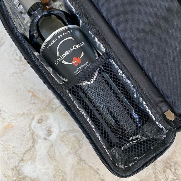 NEW! ALLCAMP Wine Tote Bag with Cooler Compartment Two Sets of Tableware Picnic - Picture 6 of 9